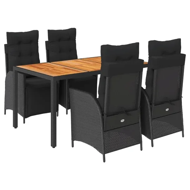 Zestaw Mebli Ogrodowych z Rattanu PE, Stół 150x90x75 cm, Krzesła 57x61x9