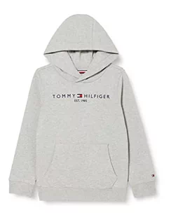 Bluzy dla dziewczynek - Tommy Hilfiger Bluza dziecięca Unisex Essential Hoodie z kapturem, Light Grey Heather, 14 anni - grafika 1