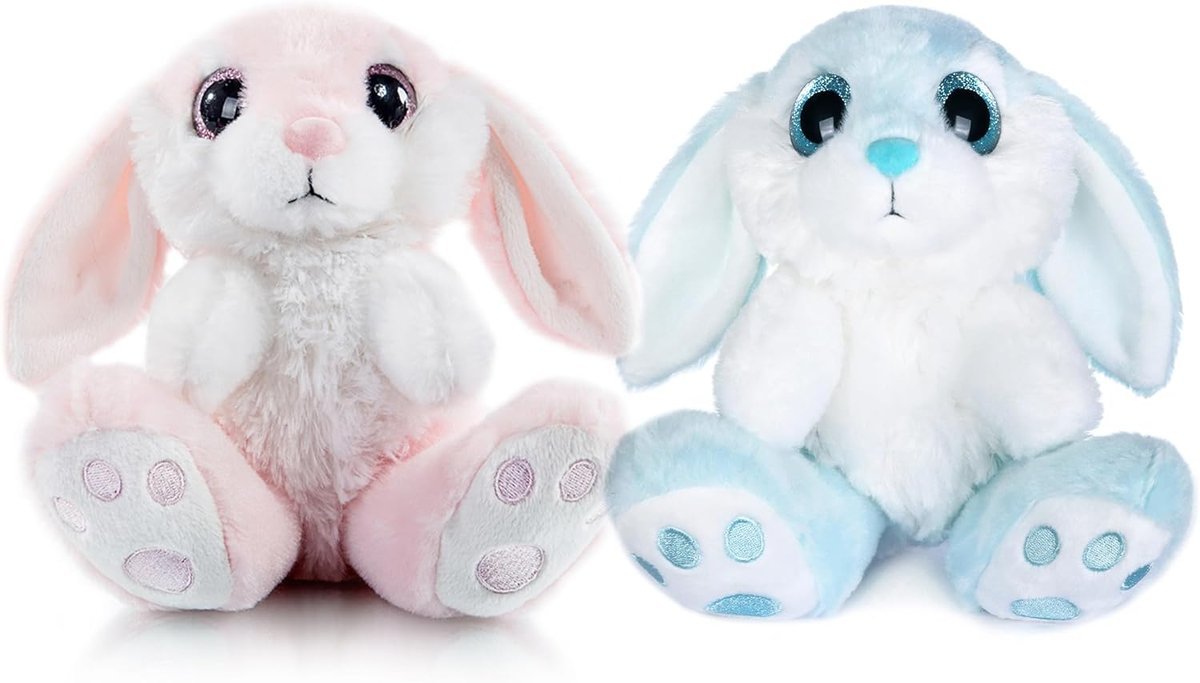 Maskotka pluszak zabawka dla dzieci króliczek niebieski i różowy 2 sztuki