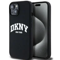 Etui i futerały do telefonów - Oryginalne Etui IPHONE 13 / 14 / 15 DKNY Hardcase Liquid Silicone White Printed Logo MagSafe (DKHMP15SSNYACH) czarne - miniaturka - grafika 1