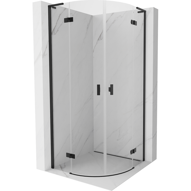 Mexen Mist L kabina prysznicowa półokrągła uchylna 100 x 100 cm, transparent, czarna - 8A33L-100-100-70-00