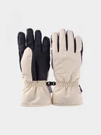 Rękawiczki - Damskie rękawice narciarskie 4F 4FWAW24AFGLF144 - beżowe - miniaturka - grafika 1