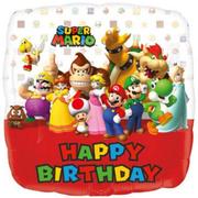 Balony i akcesoria - Amscan Balon foliowy "Super Mario - Happy Birthday", 17" SQR 32009 - miniaturka - grafika 1