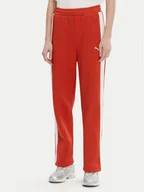 Spodnie sportowe damskie - Puma Spodnie dresowe T7 Always On 629797 Czerwony Straight Fit - miniaturka - grafika 1