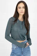 Bluzki damskie - PEPE JEANS BLUZKA ZIELONA DŁUGI RĘKAW XXS P9S - miniaturka - grafika 1