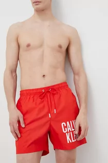 Kąpielówki męskie - Calvin Klein szorty kąpielowe kolor czerwony - grafika 1