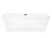 Wanny - Wanna przyścienna wolnostojąca Corsan E019 Iseo 160 cm z szeroką krawędzią i wykończeniem złotym - miniaturka - grafika 1