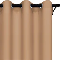 Zasłony - Voppi Długa zasłona okienna 140 x 260 cm gotowa półzaciemniająca beżowa zasłona na przelotki kółka - miniaturka - grafika 1