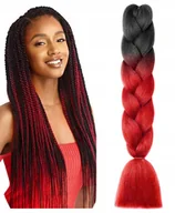 Ozdoby do włosów - Włosy syntetyczne warkoczyki pasma black-red ombre - miniaturka - grafika 1