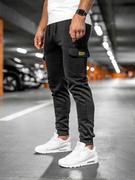 Spodnie sportowe męskie - Czarne bojówki spodnie męskie joggery dresowe Denley JX8709A - miniaturka - grafika 1