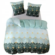 Pościel - Pościel 140x200 bawełna satynowa dwustronna GierekHoff 2cz zielona w heksy - miniaturka - grafika 1