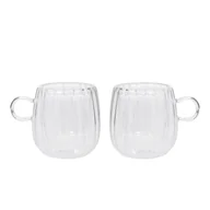 Szklanki - Zestaw szklanek CEMBRA GROOVE z podwójną ścianką i uchem 2 szt. 250ml HOMLA - miniaturka - grafika 1