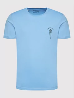 Koszulki męskie - Selected Homme T-Shirt Brock 16084690 Niebieski Regular Fit - grafika 1