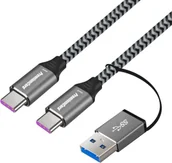 Kable USB - Kabel USB PremiumCord USB-A + USB-C - USB-C 2 m Czarno-szary (ku31cq2) - miniaturka - grafika 1