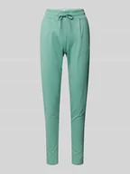 Spodnie damskie - Spodnie o kroju slim fit z zakładkami w pasie i elastycznym pasem model ‘KATE’ - miniaturka - grafika 1