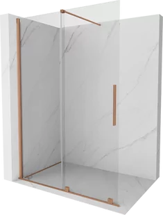 Mexen Velar drzwi prysznicowe rozsuwane Walk-in 140 cm, transparent, miedź szczotkowana - 871-140-000-03-65 - Ścianki i drzwi prysznicowe - miniaturka - grafika 1