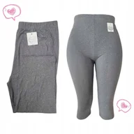Legginsy - MD52 LEGINSY 3/4 GŁADKIE SZARE elastyczne miękkie rybaczki 56 58 8XL 9XL - miniaturka - grafika 1