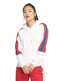 Urban Classics Damska bluza z kapturem z panelem Terry Hoody, biały (Wht/Firered/Brightblue 01426), M - Bluzy damskie - miniaturka - grafika 1