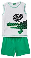 Spodenki damskie - United Colors of Benetton Chłopięcy pidżama Pig(tank + szorty) 30960p04f zestaw wielokolorowy: szary i zielony 506, XL, Wielokolorowy: szary i zielony 506, XL - miniaturka - grafika 1