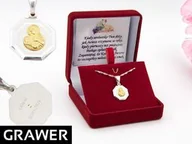 Dewocjonalia - Srebrny Medalik Matka Boska Karmiąca Pozłacana Grawer - miniaturka - grafika 1