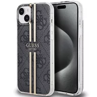 Etui i futerały do telefonów - Etui Guess GUHCP15MH4PSEGK Apple iPhone 15 Plus / 14 Plus hardcase IML 4G Gold Stripe czarny/black - miniaturka - grafika 1