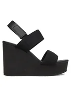 Sandały damskie - Calvin Klein Jeans Sandały Wedge Sandal Webbing In YW0YW01790 Czarny - miniaturka - grafika 1