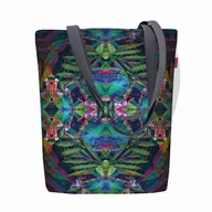 Torebki damskie - Torebka płócienna Sunny, nadruk Extasy – shopperka damska, wodoodporna, zamek, mieści A4, udźwig do 10 kg, polska produkcja, ARCO Design - miniaturka - grafika 1