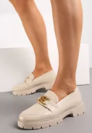 Mokasyny damskie - Beżowe Mokasyny z Elegancką Klamerką Salves - miniaturka - grafika 1