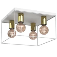 Lampy sufitowe - Loftowa, biało-złota lampa sufitowa kwadrat LX 4360 z serii HOMEN - miniaturka - grafika 1