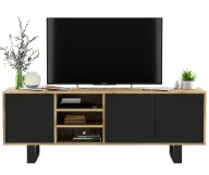 Szafki RTV - Szafka industrialna rtv dąb wotan czarny + B8-R52 - miniaturka - grafika 1