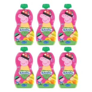 BoboVita Świnka Peppa Mus gruszka z bananem i morelą po 6 miesiącu Zgrzewka 6 x 100 g - Desery dla dzieci - miniaturka - grafika 1