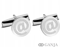 Spinki do mankietów i krawatów - Spinki srebrne do mankietów 925 rodowane SP44 symbol @ - miniaturka - grafika 1