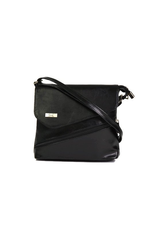 Mała czarna listonoszka ze skóry