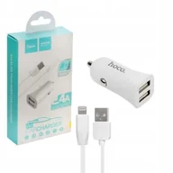 Ładowarki samochodowe - Ładowarka samochodowa HOCO 2xUSB+Lightning kabel - miniaturka - grafika 1