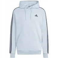 Bluzy męskie - Bluza męska adidas Essentials Fleece 3-Stripes Hoodie błękitna IS0004 L - miniaturka - grafika 1