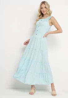 Sukienki - Jasnoniebieska Letnia Sukienka Bawełniana o Kroju Hiszpanki Everlene - grafika 1