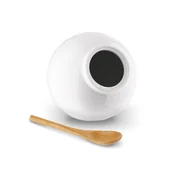 Pojemniki kuchenne - Pojemnik kuchenny z drewnianą łyżeczką na sól przyprawy cukier herbatę kula - miniaturka - grafika 1