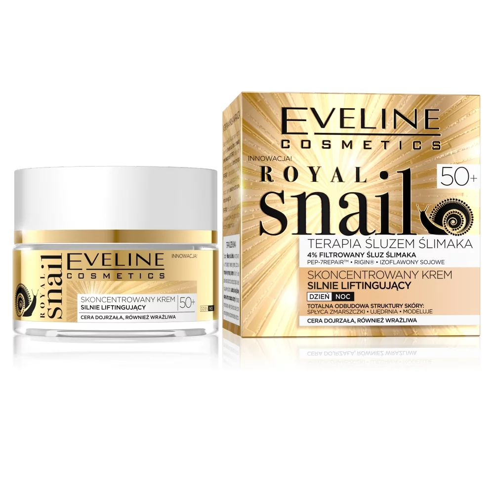 Eveline Royal Snail 50+ terapia śluzem ślimaka skoncentrowany krem silnie liftingujący na dzień i na noc 50ml 64820-uniw