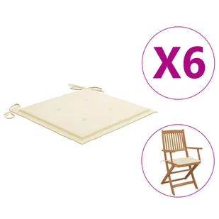 vidaXL Poduszki na krzesła ogrodowe 6 szt. kremowe 40x40x4 cm  314007 - Pozostałe meble ogrodowe - miniaturka - grafika 2