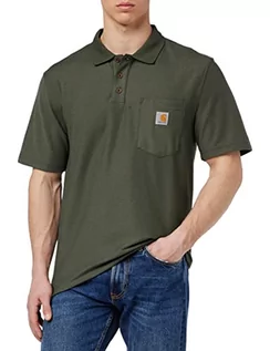 Koszulki męskie - Carhartt Męska koszulka polo z krótkim rękawem i kieszenią o luźnym kroju, Mech, XXL - grafika 1