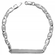 Bransolety męskie - Bransoletka męska srebrna 925 masywna o modnym splocie z blaszką prezent - miniaturka - grafika 1