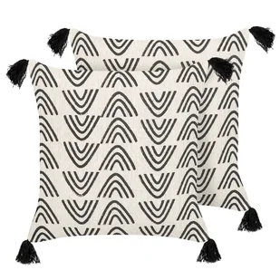 2 bawełniane poduszki dekoracyjne w geometryczny wzór 45 x 45 cm biało-czarne MAYS - Poduszki dekoracyjne - miniaturka - grafika 1