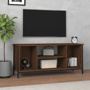 Brązowa dębowa szafka pod TV 102x35x45 cm Materiał drewnopochodny - Szafki RTV - miniaturka - grafika 1