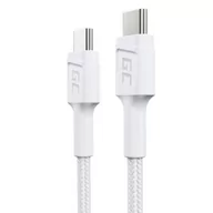 Kable USB - Green Cell PowerStream - Kabel Przewód USB-C - USB-C 30 cm Power Delivery 60W, QC 3.0 (biały) - miniaturka - grafika 1