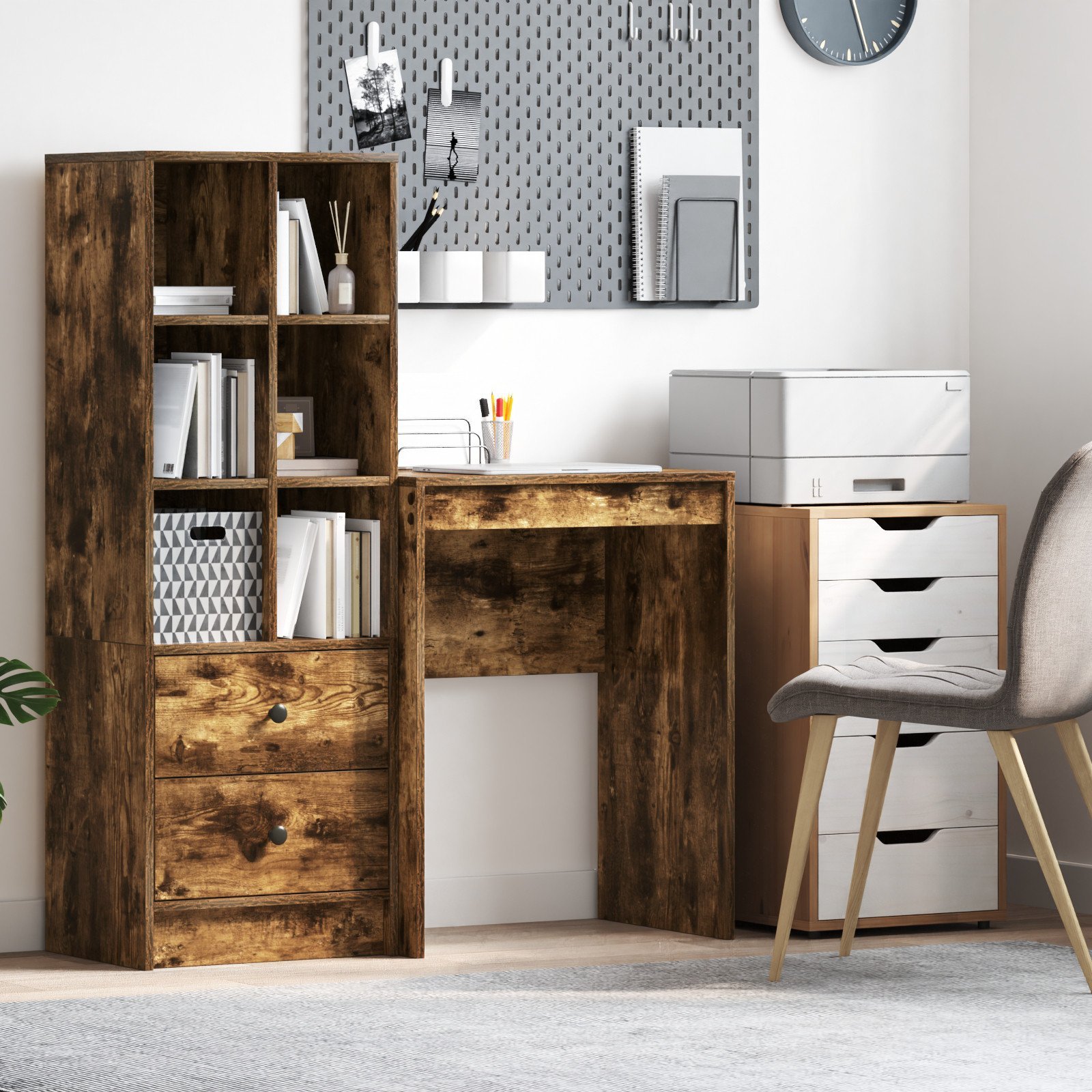 vidaXL Biurko do pisania Wędzone dębowe Drewno inżynieryjne