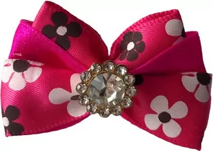 Kokardka Glamour w kwiatki 4,5cm KGP001 KGP001 - Akcesoria i dodatki do ubrań dla dzieci - miniaturka - grafika 1