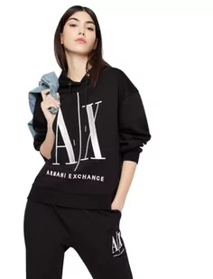 Armani Exchange Damska bluza z kapturem Icon Project, Schwarz, L - Bluzy damskie - miniaturka - grafika 1