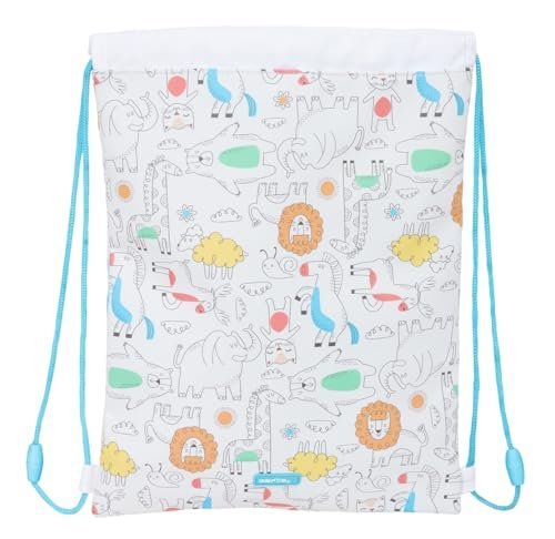 Safta PREESCOLAR ZOO Plecak z płaskim workiem, plecak dla dzieci w różnym wieku, wygodny i wszechstronny, jakość i wytrzymałość, 26 x 34 cm, beż, M, Casual