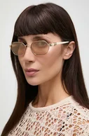 Okulary przeciwsłoneczne - Gucci okulary przeciwsłoneczne damskie kolor beżowy - miniaturka - grafika 1