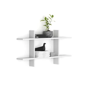 Półka biurowa ścienna podwójna SOLID, 1250 x 200 x 700 mm, biały - Regały biurowe - miniaturka - grafika 1